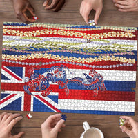Hawaiian Sea Animals Puzzle with Lei and Flag Style