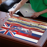 Hawaiian Sea Animals Puzzle with Lei and Flag Style