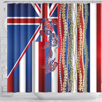 Hawaiian Sea Animals Shower Curtain with Lei and Flag Style