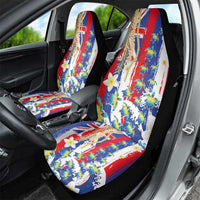 Hawaiian Sea Turtles and Plumeria Car Seat Cover with Lei and Flag Grunge Style