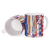 Hawaiian Polynesian Tribal Turtles Ceramic Mug with Lei and Flag Style