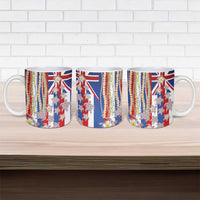 Hawaiian Polynesian Tribal Turtles Ceramic Mug with Lei and Flag Style