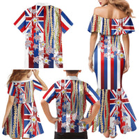Hawaiian Polynesian Tribal Turtles Family Matching Mermaid Dress and Hawaiian Shirt with Lei and Flag Style LT03 - Polynesian Pride