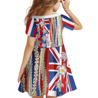 Hawaiian Polynesian Tribal Turtles Family Matching Off Shoulder Short Dress and Hawaiian Shirt with Lei and Flag Style LT03 - Polynesian Pride