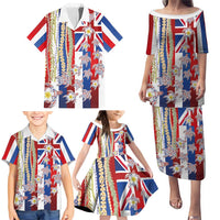Hawaiian Polynesian Tribal Turtles Family Matching Puletasi and Hawaiian Shirt with Lei and Flag Style LT03 - Polynesian Pride
