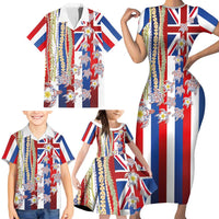 Hawaiian Polynesian Tribal Turtles Family Matching Short Sleeve Bodycon Dress and Hawaiian Shirt with Lei and Flag Style LT03 - Polynesian Pride
