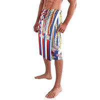 Hawaiian Polynesian Tribal Turtles Lavalava with Lei and Flag Style