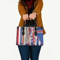 Hawaiian Polynesian Tribal Turtles Leather Bag with Lei and Flag Style