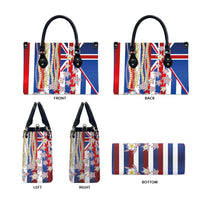 Hawaiian Polynesian Tribal Turtles Leather Bag with Lei and Flag Style