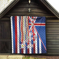 Hawaiian Polynesian Tribal Turtles Quilt with Lei and Flag Style