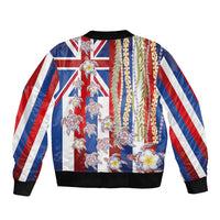 Hawaiian Polynesian Tribal Turtles Sleeve Zip Bomber Jacket with Lei and Flag Style