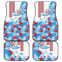 Hawaiian Tribal Manta Ray Car Mats Kakau Tattoo and Flowers Surfing Waves Pattern Ocean Color