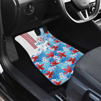 Hawaiian Tribal Manta Ray Car Mats Kakau Tattoo and Flowers Surfing Waves Pattern Ocean Color