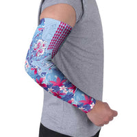Hawaiian Tribal Manta Ray Arm Sleeves Kakau Tattoo and Flowers Surfing Waves Pattern Soft Color