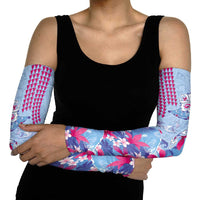 Hawaiian Tribal Manta Ray Arm Sleeves Kakau Tattoo and Flowers Surfing Waves Pattern Soft Color