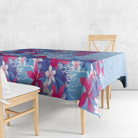 Hawaiian Tribal Manta Ray Tablecloth Kakau Tattoo and Flowers Surfing Waves Pattern Soft Color