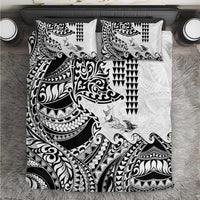 Hawaiian Tribal Manta Ray Bedding Set Kakau Tattoo and Polynesian Art Motif Pattern