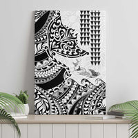 Hawaiian Tribal Manta Ray Canvas Wall Art Kakau Tattoo and Polynesian Art Motif Pattern