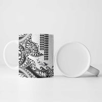 Hawaiian Tribal Manta Ray Ceramic Mug Kakau Tattoo and Polynesian Art Motif Pattern
