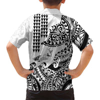Hawaiian Tribal Manta Ray Family Matching Mermaid Dress and Hawaiian Shirt Kakau Tattoo and Polynesian Art Motif Pattern LT03 - Polynesian Pride