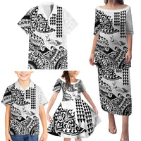Hawaiian Tribal Manta Ray Family Matching Puletasi and Hawaiian Shirt Kakau Tattoo and Polynesian Art Motif Pattern LT03 - Polynesian Pride