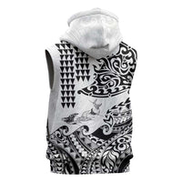 Hawaiian Tribal Manta Ray Sleeveless Zip Hoodie Kakau Tattoo and Polynesian Art Motif Pattern