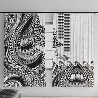 Hawaiian Tribal Manta Ray Window Curtain Kakau Tattoo and Polynesian Art Motif Pattern