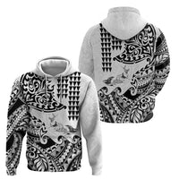 Hawaiian Tribal Manta Ray Zip Hoodie Kakau Tattoo and Polynesian Art Motif Pattern