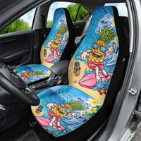 Hawaiian Funny Pineapple Surfing Car Seat Cover Beach with Tribal Kakau and Plumeria