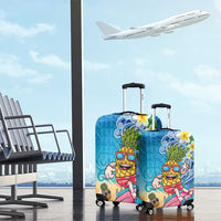 Hawaiian Funny Pineapple Surfing Luggage Cover Beach with Tribal Kakau and Plumeria LT03 - Polynesian Pride