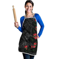 Hawaiian Taro Leaves and Ohia Lehua Apron Polynesian Tribal Art Tropical Plants Motifs Grayscale