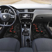 Hawaiian Taro Leaves and Ohia Lehua Car Mats Polynesian Tribal Art Tropical Plants Motifs Grayscale LT03 Set 2pcs - Front Multicolor - Polynesian Pride