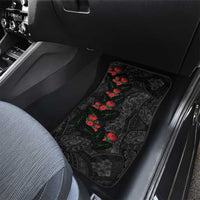 Hawaiian Taro Leaves and Ohia Lehua Car Mats Polynesian Tribal Art Tropical Plants Motifs Grayscale LT03 - Polynesian Pride