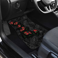 Hawaiian Taro Leaves and Ohia Lehua Car Mats Polynesian Tribal Art Tropical Plants Motifs Grayscale LT03 - Polynesian Pride