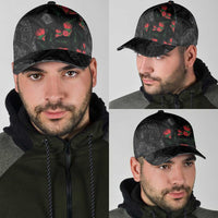Hawaiian Taro Leaves and Ohia Lehua Classic Cap Polynesian Tribal Art Tropical Plants Motifs Grayscale LT03 - Polynesian Pride