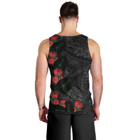 Hawaiian Taro Leaves and Ohia Lehua Men Tank Top Polynesian Tribal Art Tropical Plants Motifs Grayscale LT03 - Polynesian Pride