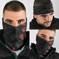 Hawaiian Taro Leaves and Ohia Lehua Neck Gaiter Polynesian Tribal Art Tropical Plants Motifs Grayscale LT03 - Polynesian Pride