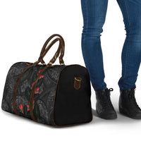 Hawaiian Taro Leaves and Ohia Lehua Travel Bag Polynesian Tribal Art Tropical Plants Motifs Grayscale LT03 - Polynesian Pride