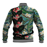 Hawaiian Taro Leaves and Ohia Lehua Baseball Jacket Polynesian Tribal Art Tropical Plants Motifs Colorful LT03 - Polynesian Pride