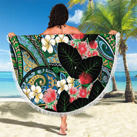 Hawaiian Taro Leaves and Ohia Lehua Beach Blanket Polynesian Tribal Art Tropical Plants Motifs Colorful LT03 - Polynesian Pride
