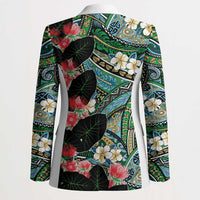 Hawaiian Taro Leaves and Ohia Lehua Blazer Polynesian Tribal Art Tropical Plants Motifs Colorful LT03 - Polynesian Pride