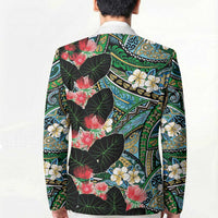 Hawaiian Taro Leaves and Ohia Lehua Blazer Polynesian Tribal Art Tropical Plants Motifs Colorful LT03 - Polynesian Pride