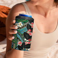 Hawaiian Taro Leaves and Ohia Lehua 4 in 1 Can Cooler Tumbler Polynesian Tribal Art Tropical Plants Motifs Colorful LT03 - Polynesian Pride