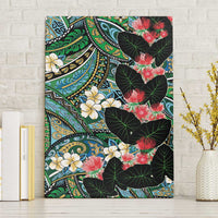 Hawaiian Taro Leaves and Ohia Lehua Canvas Wall Art Polynesian Tribal Art Tropical Plants Motifs Colorful LT03 Without Frame Multicolor - Polynesian Pride