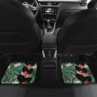 Hawaiian Taro Leaves and Ohia Lehua Car Mats Polynesian Tribal Art Tropical Plants Motifs Colorful LT03 Set 2pcs - Back Multicolor - Polynesian Pride