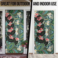 Hawaiian Taro Leaves and Ohia Lehua Door Cover Polynesian Tribal Art Tropical Plants Motifs Colorful LT03 - Polynesian Pride