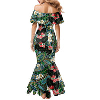 Hawaiian Taro Leaves and Ohia Lehua Family Matching Mermaid Dress and Hawaiian Shirt Polynesian Tribal Art Tropical Plants Motifs Colorful LT03 - Polynesian Pride