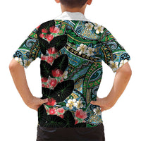 Hawaiian Taro Leaves and Ohia Lehua Family Matching Off Shoulder Maxi Dress and Hawaiian Shirt Polynesian Tribal Art Tropical Plants Motifs Colorful LT03 - Polynesian Pride