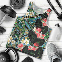 Hawaiian Taro Leaves and Ohia Lehua Men Tank Top Polynesian Tribal Art Tropical Plants Motifs Colorful LT03 - Polynesian Pride