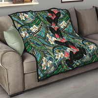 Hawaiian Taro Leaves and Ohia Lehua Quilt Polynesian Tribal Art Tropical Plants Motifs Colorful LT03 - Polynesian Pride